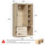 Armoire-penderie autoportante à 3 portes avec tablettes réglables et tiroirs de rangement, chêne clair