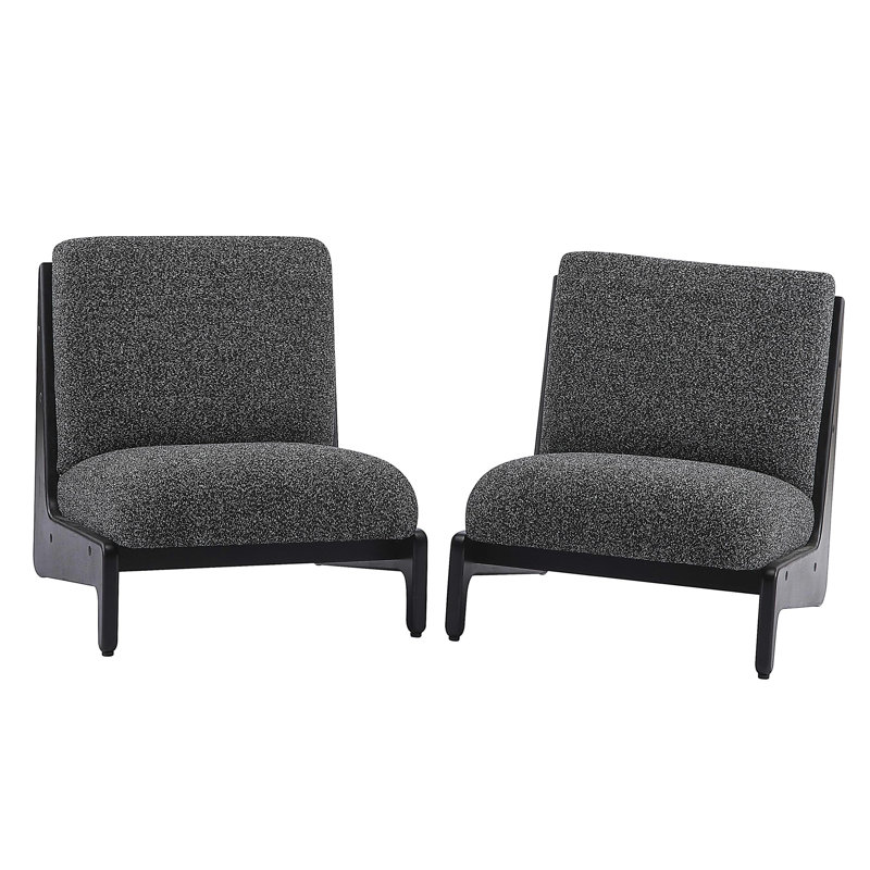 Scott Living Moda Accent Chair Black with Solid Wood Frame, Set of 2