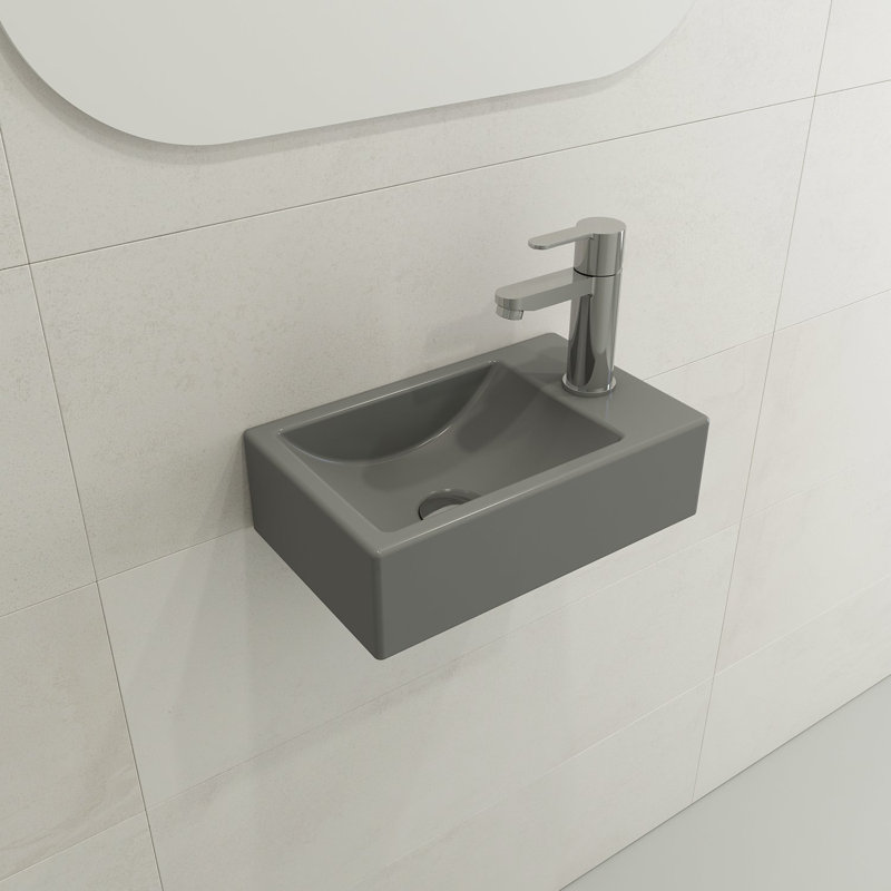 BOCCHI Milano 9.06'' Fireclay Rectangular Bathroom Sink, Matte Gray