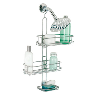 iDesign Linea Adjustable Bathroom Shower Caddy for Shampoo, Conditioner, Soap - Silver