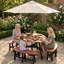 Ensemble de table de pique-nique semi-circulaire pour 6 personnes avec bancs intégrés et trou pour parasol