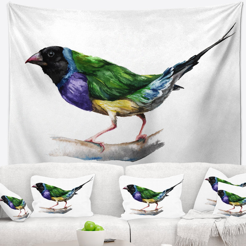 Tapisserie animal gould finch, H 32 po x l 39 po