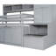Lit mezzanine simple gris avec un magnifique bureau et de nombreux espaces de rangement. Sous le bureau, garde-robe, rangement pour escalier, tiroirs de chevet pratiques. Améliorez votre chambre à coucher-769652876-769652877
