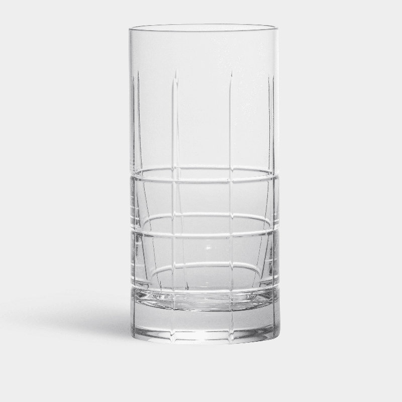 Handmade Geometric Clear Glass Highball Set of 4