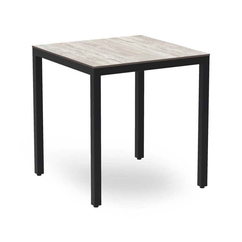 Table de salle à manger d'extérieur carrée L 27,56 po x l 27,56 po Barcino, Noir, noir, noir, noir, Gris