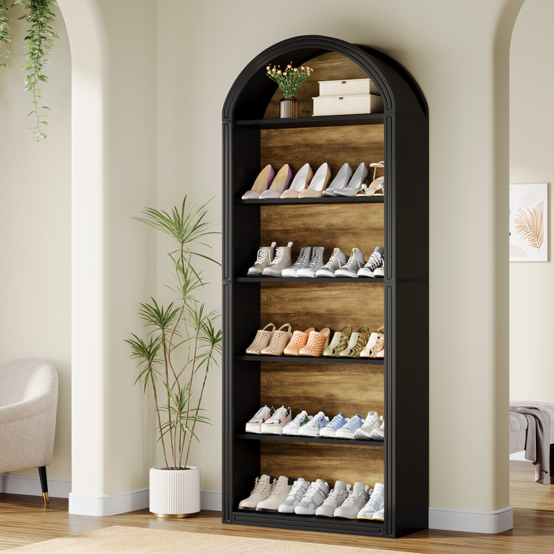 Shoe Storage Cabinet, Black, (6 Shelves) 75,98"H x 31,5"W x 11.81"D.