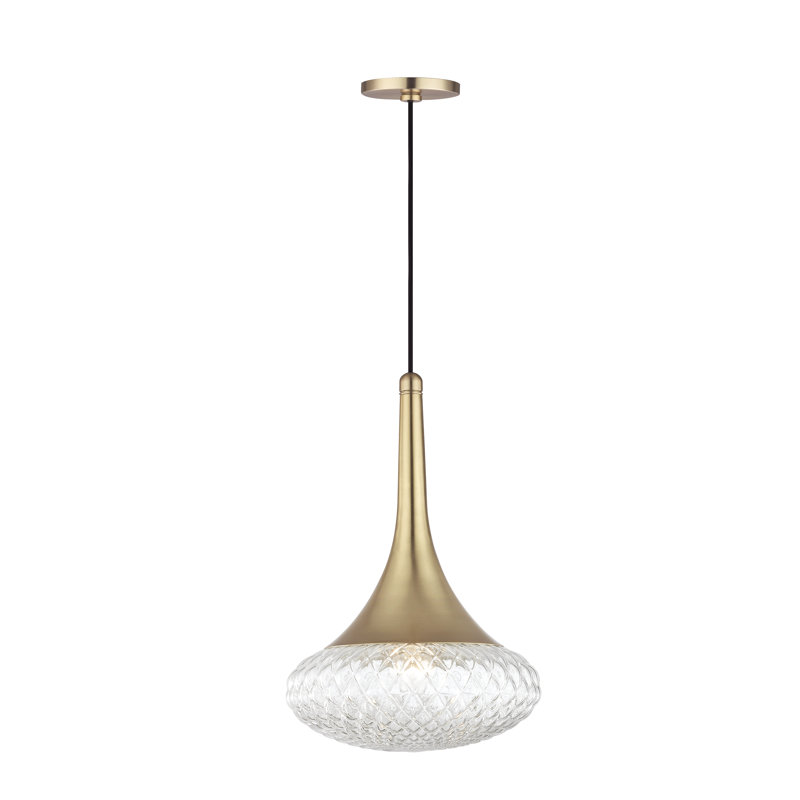 Bella Aged Brass and Clear Glass Pendant Light