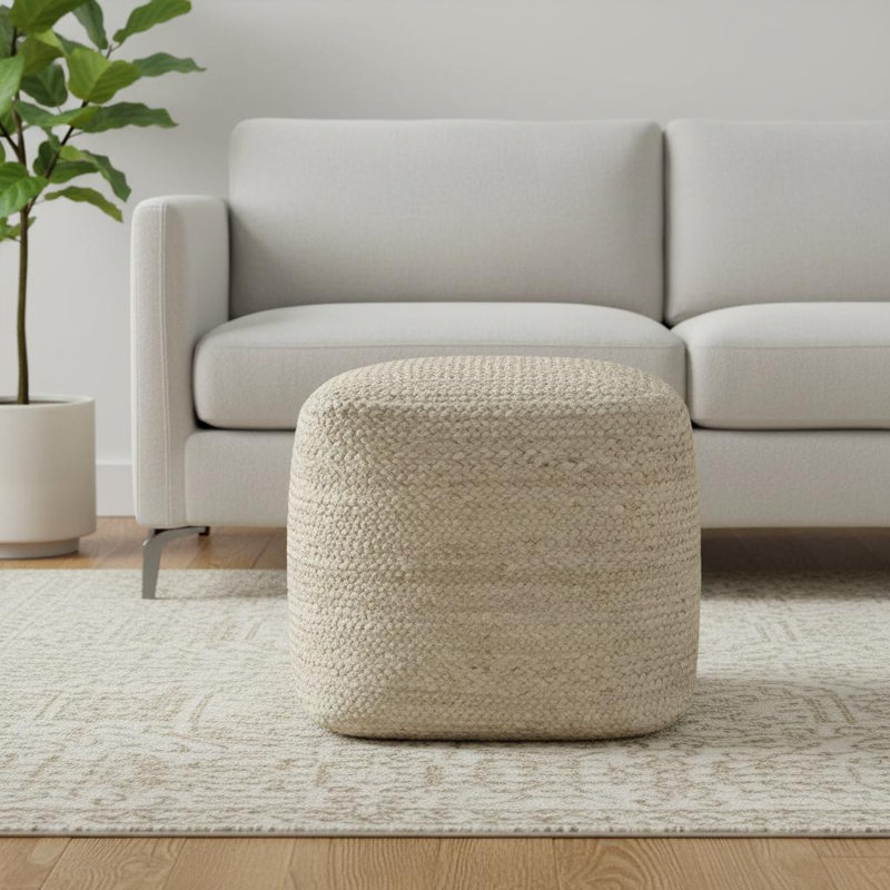 18" Natural Jute Pouf Ottoman