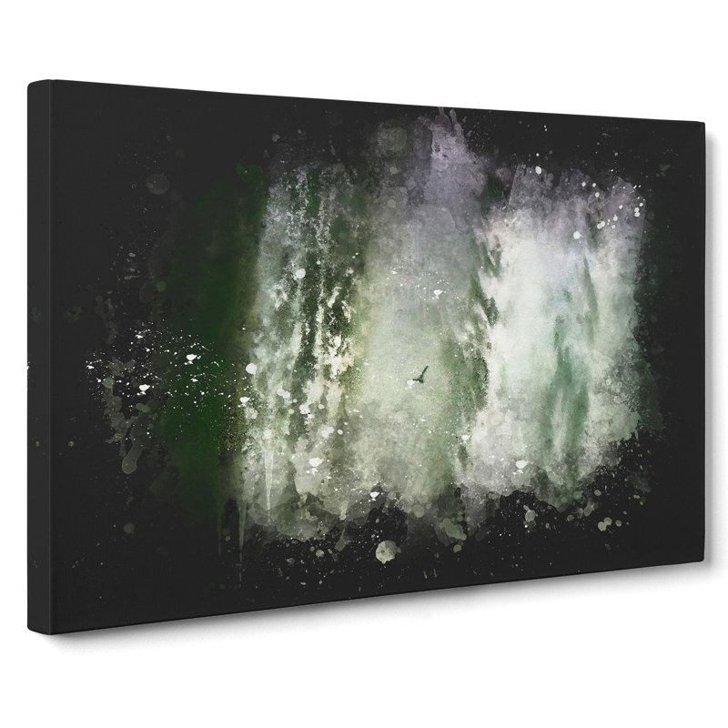Bird Flying By The Waterfall - Wrapped Canvas Painting, 35cm H x 50cm W x 3cm D