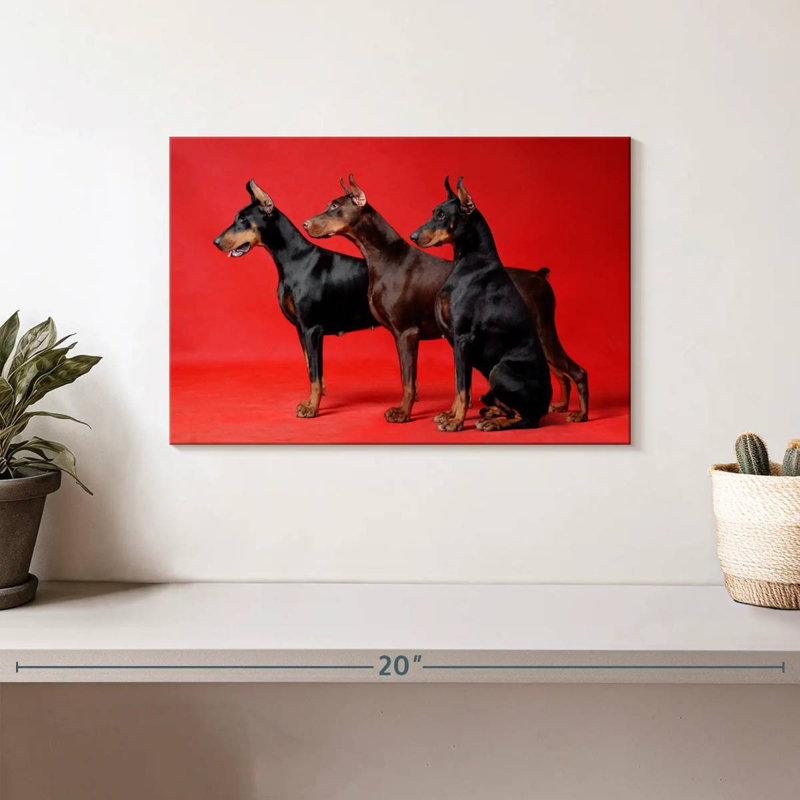 Doberman Trio, 8" H x 12" W