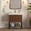 Meuble-lavabo de 30 po avec comptoir en pierre frittée Roma, lavabo encastré en céramique et armoire de rangement spacieuse