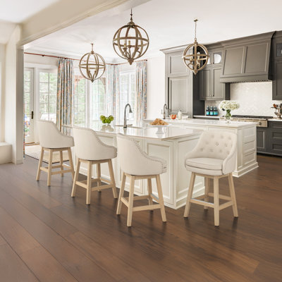 Chela Upholstered Button-Tufted Barstool with Solid Wood Frame