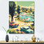 50's Vintage Cars By The Beach II - Retro Car, impressions sur toile
