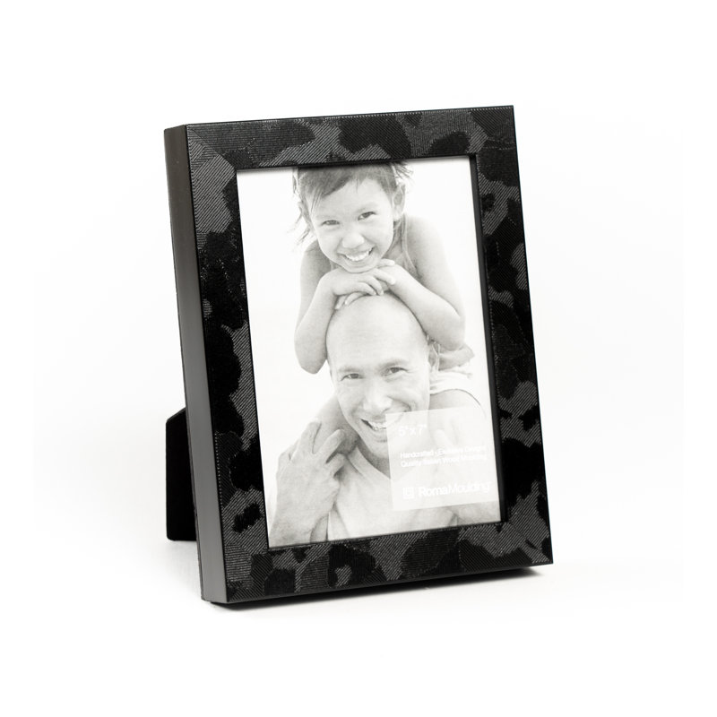 Cadre pour photo simple en bois embossé, 5 po x 7 po, Noir