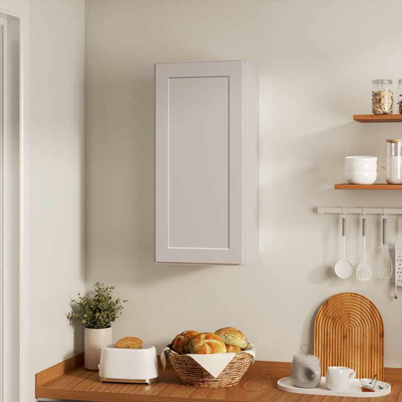 Meuble mural standard HOMEIBRO Cozy Design, en contreplaqué, prêt à assembler, 45,7 cm (L) x 30,5 cm (P) x 106,7 cm (H), couleur gris tourterelle.