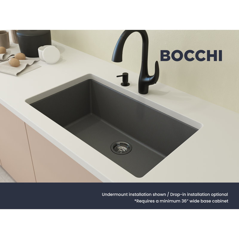 Campino 33'' L Single Basin Kitchen Sink, Concrete Gray