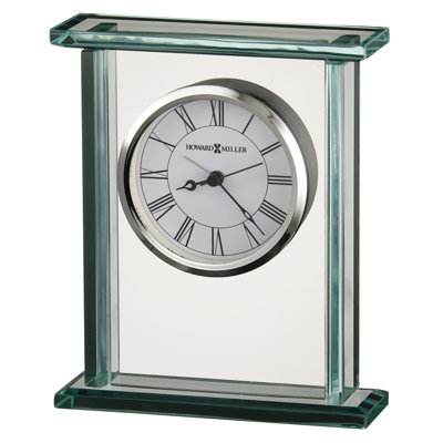 Traditional Roman Numeral Metal Quartz Movement / Crystal Alarm Tabletop Clock in Clear