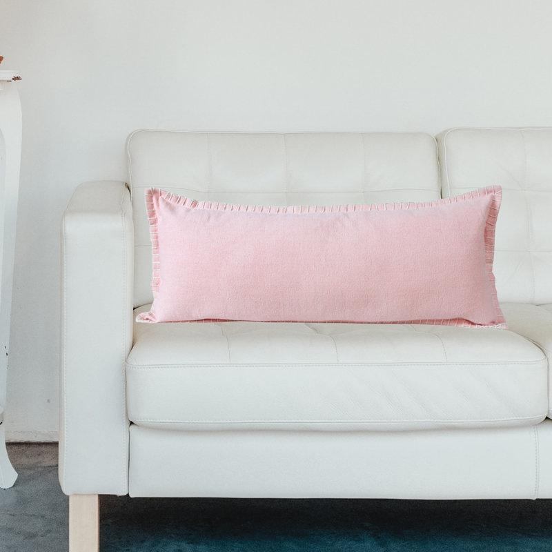 Vital Solid Colour Cotton Throw Pillow Cover, Pink, Polyester