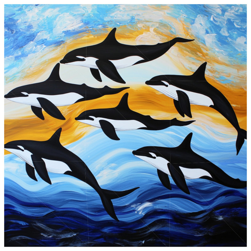 Toile tendue sur toile Orca - Décoration murale animal en plusieurs tailles, 16 po x 16 po