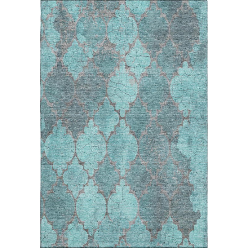 Premium Machine Washable Otte AMF1784 Damask Rug, Rectangle 10' x 14'