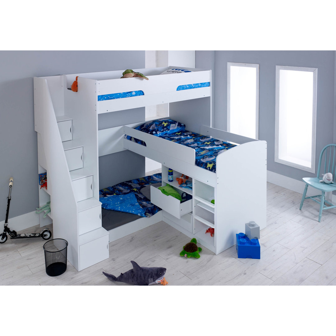 B&Q - Oscar Staircase Triple Bunk Bed With StorageWhite - Image 4