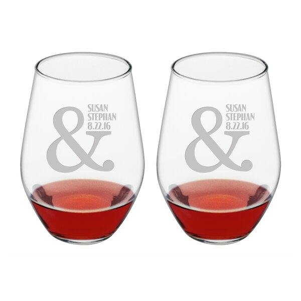 Susquehanna Glass Dot Monogram And Date 2 - Piece 21oz. Glass All Purpose Wine  Glass Stemware Set & Reviews