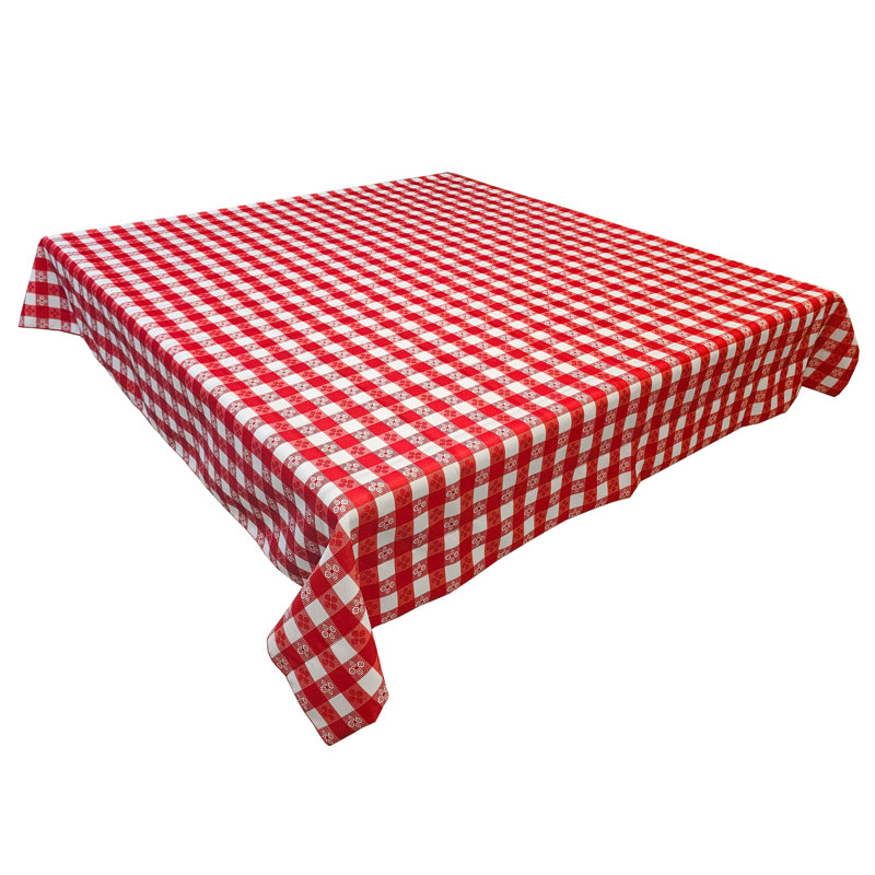 Poplin Tavern Gingham Checkered Polyester Tablecloths, 72" L x 58" W, Red