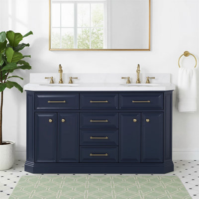 Bruning 60'' Double Bathroom Vanity with Engineered Marble Top