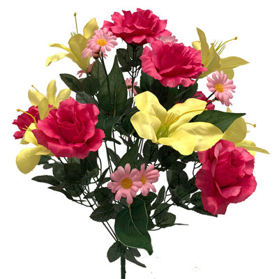 Roses, lis et marguerite