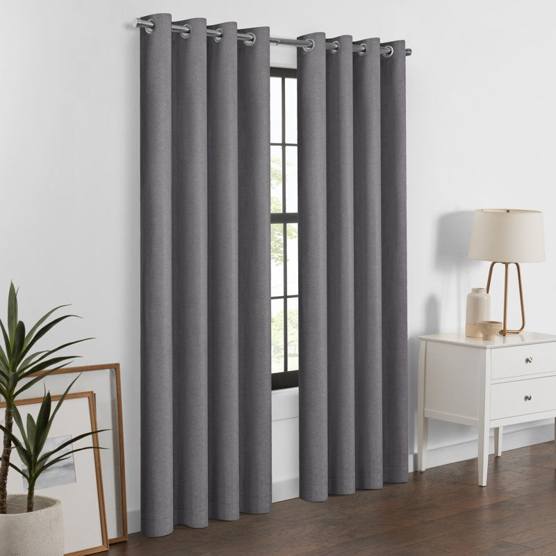 Larissa Solid Grommet Curtain (Single Panel), Dark Gray, 50" W x 63" L