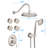 Adjustable Shower Head And Body Spray In Brushed Nickel With Construction Valve Bathroom System Powerful Water Flow Jets-126673561