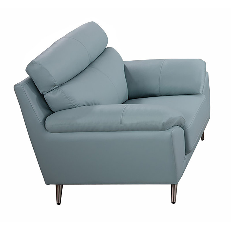Fauteuil Linnell, Cuir véritable bleu sarcelle