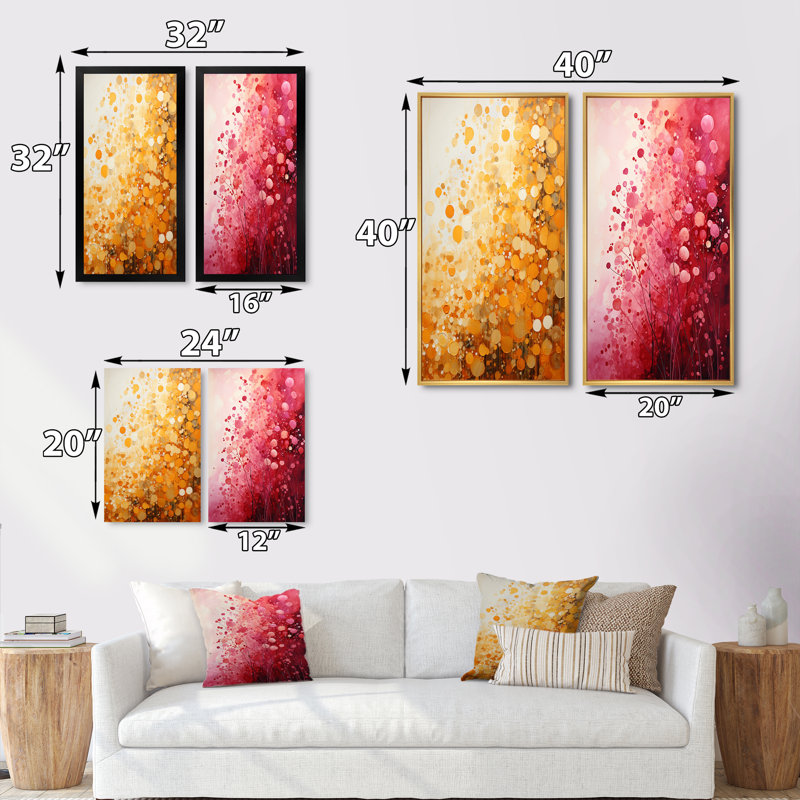 «Golden Harvest And Crimson Reverie», 2 pièces sur toile, Toile tendue, H 40 po x l 40 po