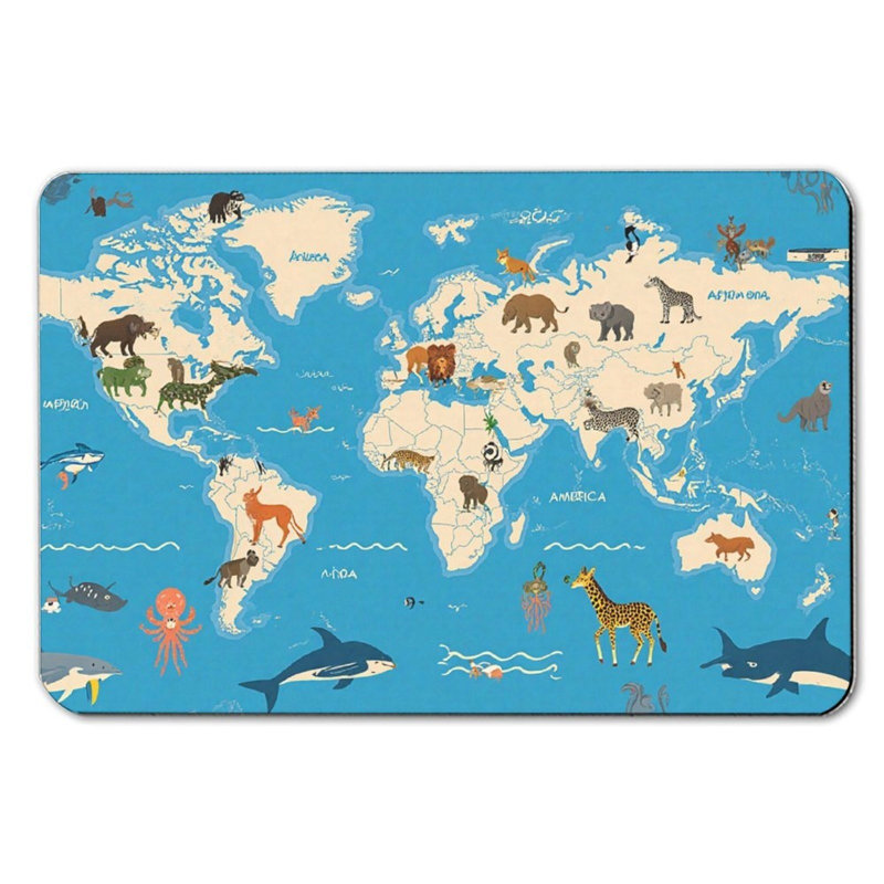 Tapis pour salle de bain World Animal Map, 16 x 24