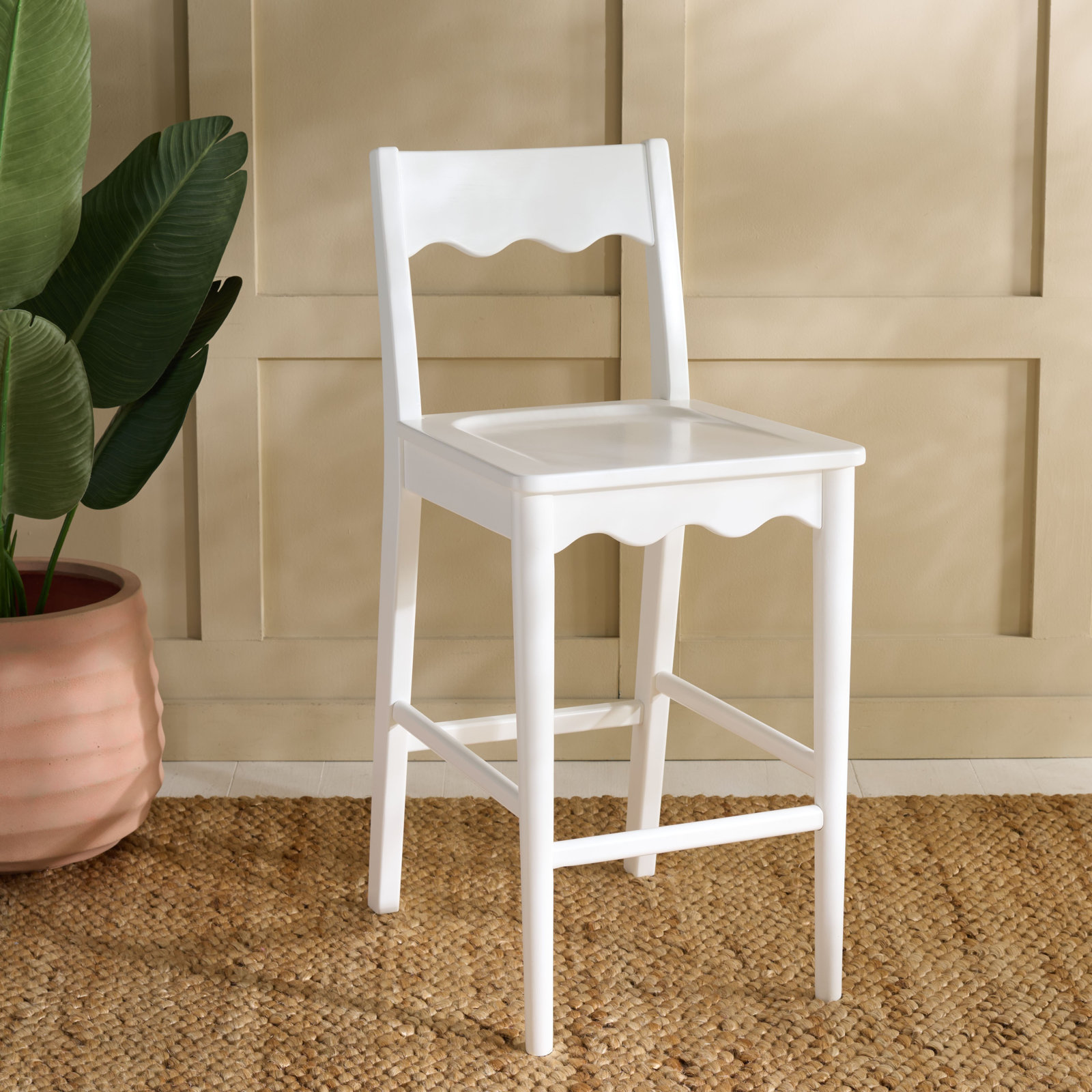 Vicki Scallop Counter Stool, White
