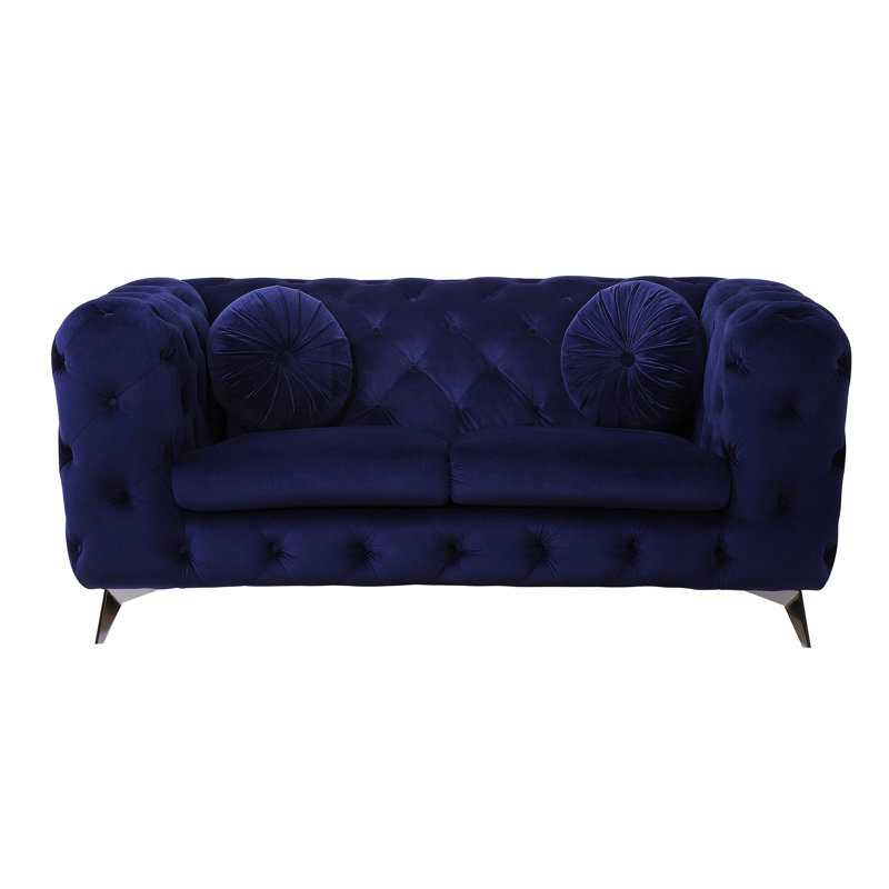 Causeuse en velours bleu Atronia, Bleu