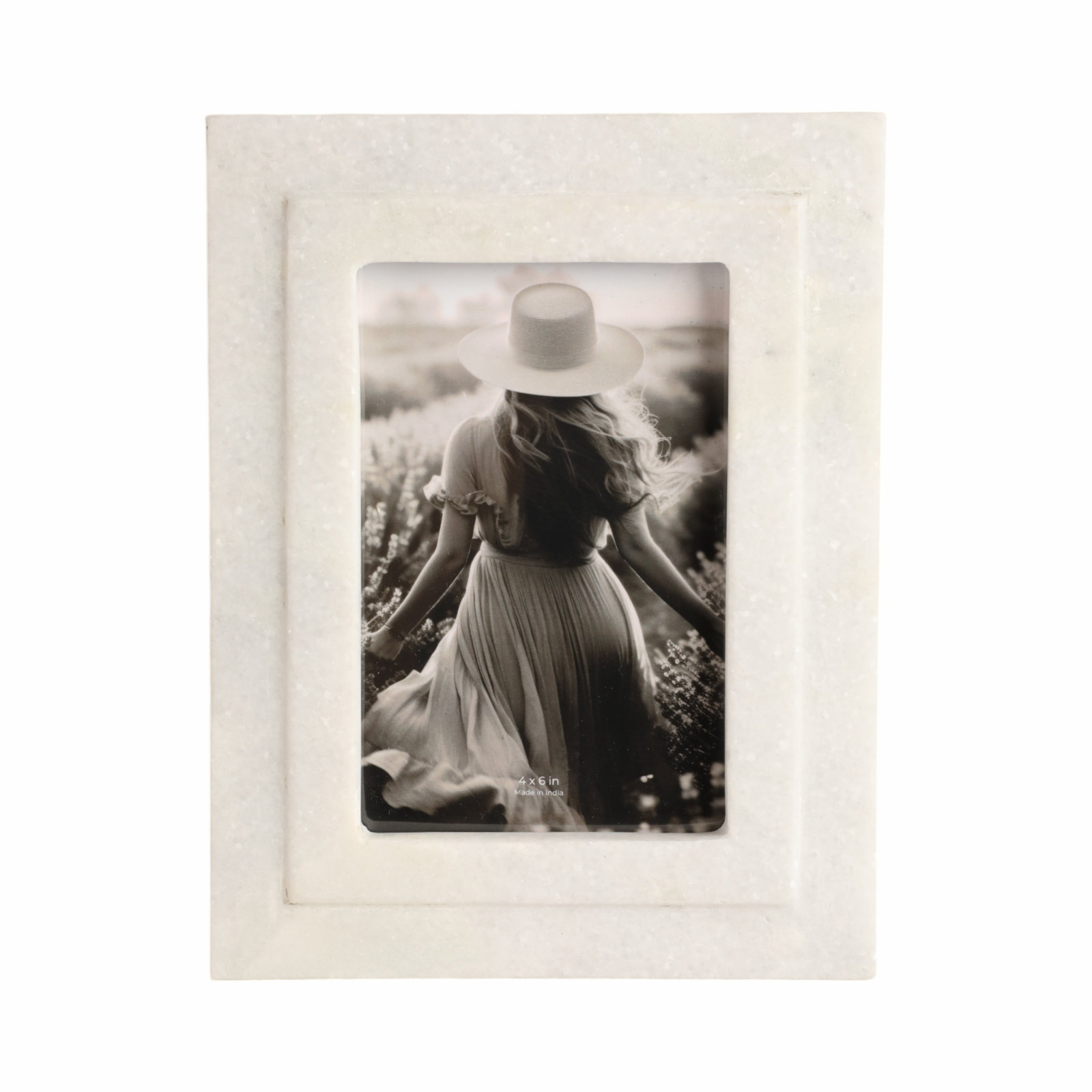 Marble Border Photo Frame, White, 4" W x 6" H