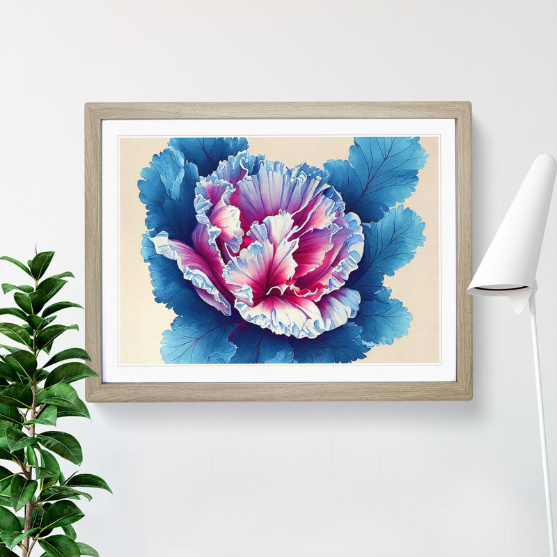 Watercolour Carnation Flower - Painting, Oak Framed, 25cm H x 34cm W x 2cm D