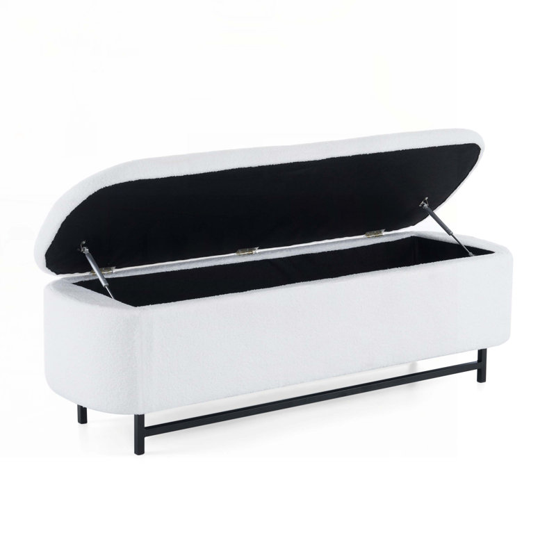 Repose-pieds avec banc de rangement rembourré Boucle
