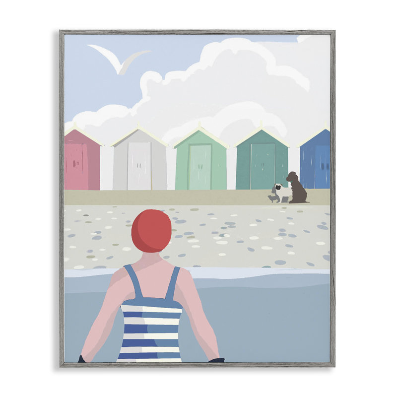 Beach Huts View, estampe numérique encadrée par Betty Boynes bf-183, Estampe numérique Farmhouse, H 14 po x l 11 po