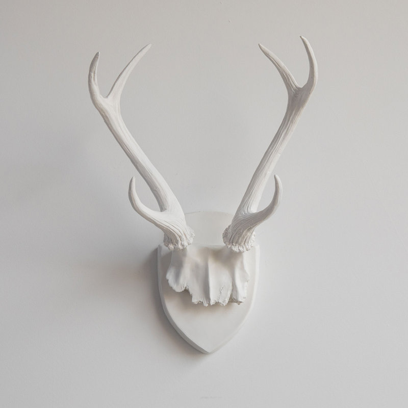 Décoration murale faux bois de cerf naturalisés, Blanc