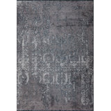 Rapture Damask Area Rug in Gray