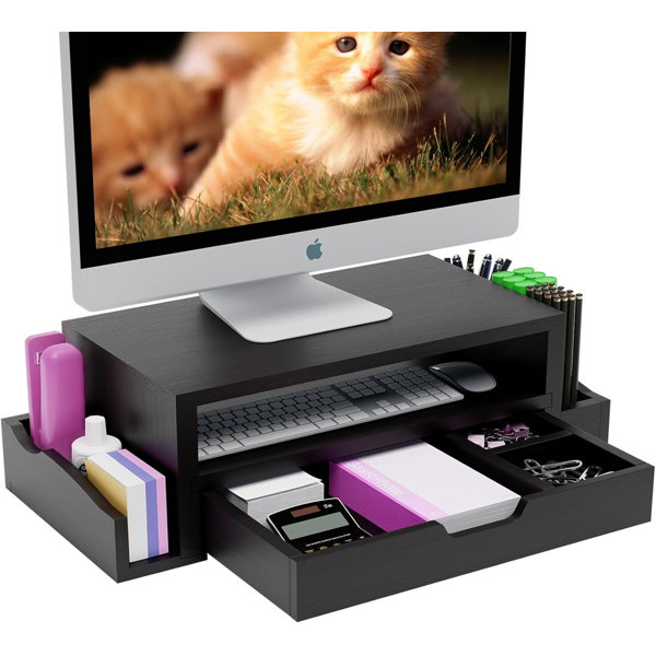 Latitude Run® Nerbone Monitor Stand Riser And Computer Wood Desk ...