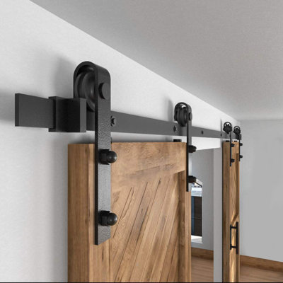 Ensemble de quincaillerie pour porte de grange coulissante standard à double rail rustique de 3 m (10 pi)