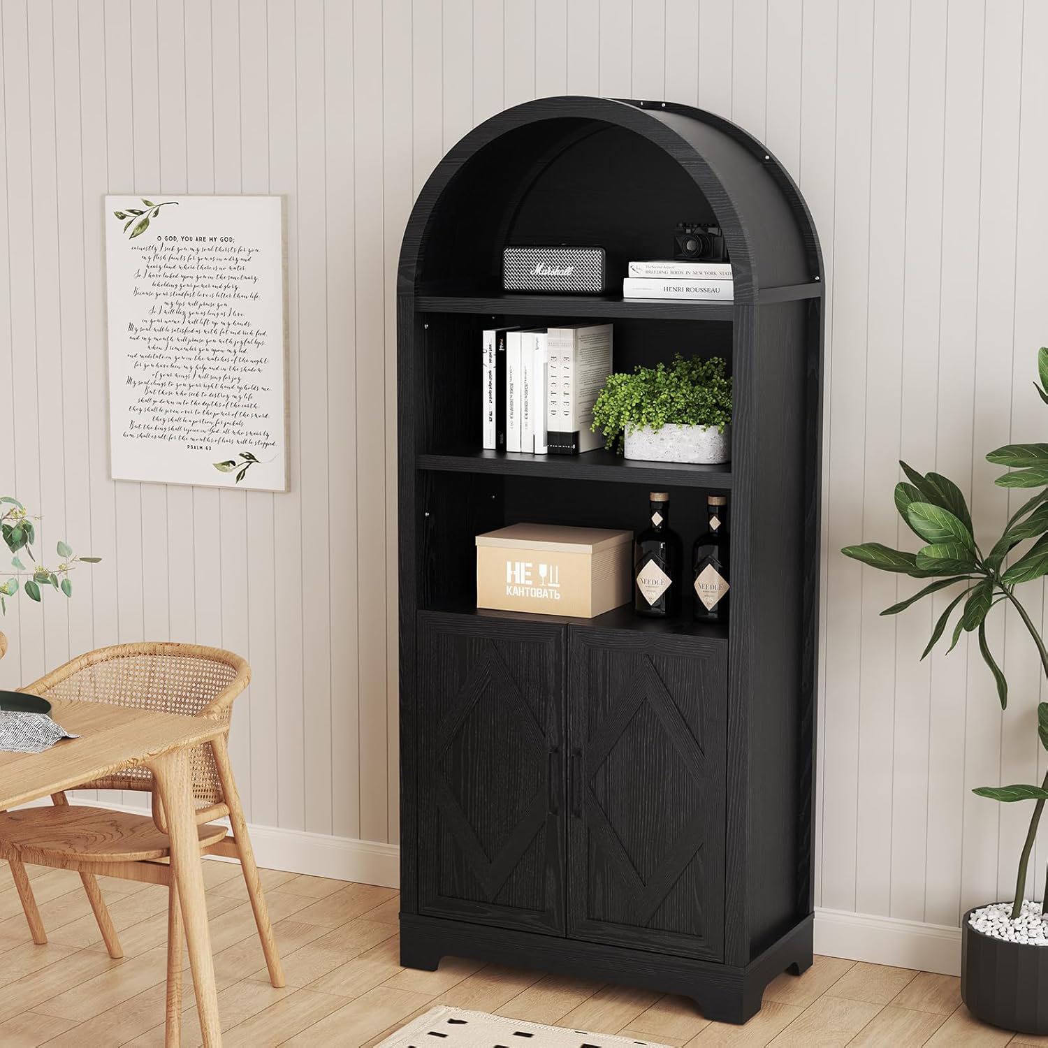 Winston Porter 70" Tall Arched Kitchen Pantry, Modern Kitchen Storage Cabinets With Open & Adjustable Shelves "& Reviews" | Wayfair