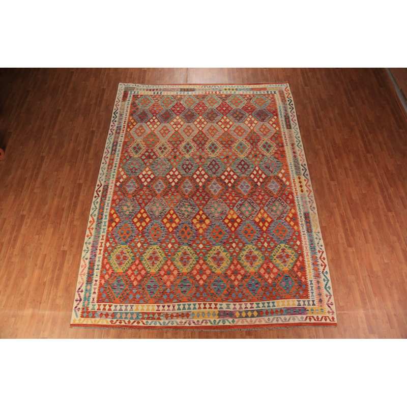 Tapis oriental en laine de style sud-ouest Kilim 10 x 13