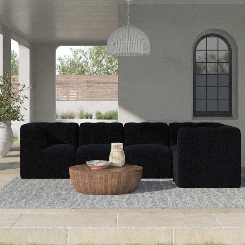 Praia 102" Sunbrella® Outdoor Sofa, Canvas Black Sunbrella® Canvas
