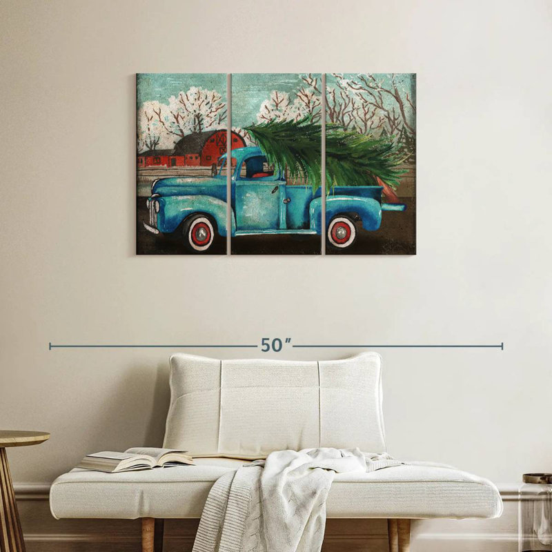 Mehar Blue Truck And Tree I, 24" H x 38" W