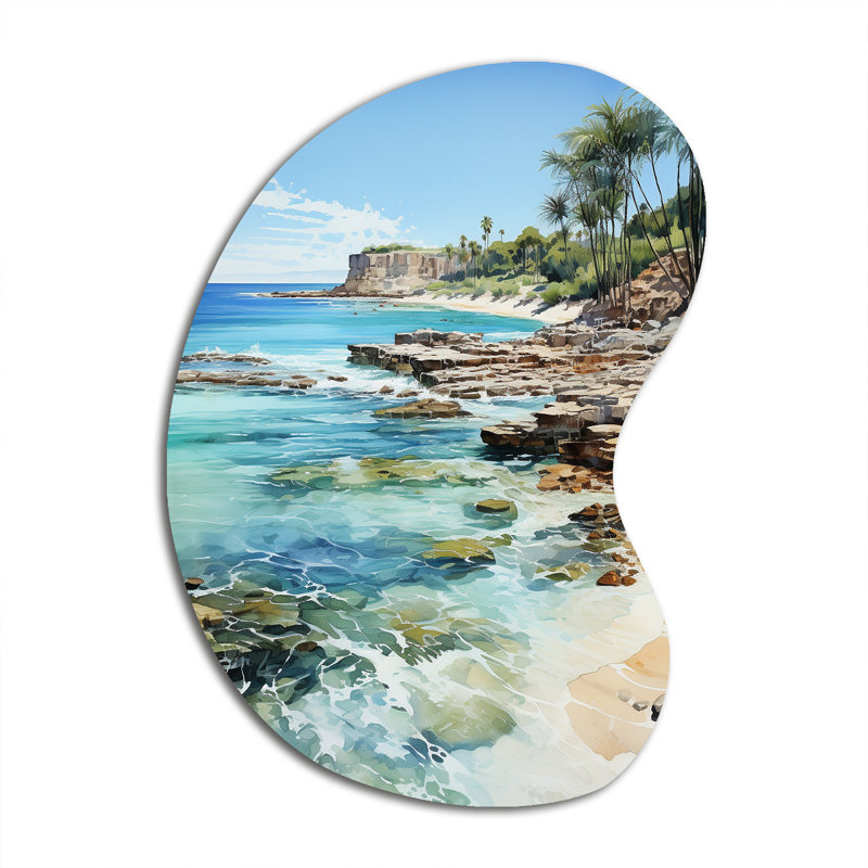 «Marotta Beach Photo Tropical Paradise III», reproduction de sculpture murale en métal de forme unique, plage côtière asymétrique