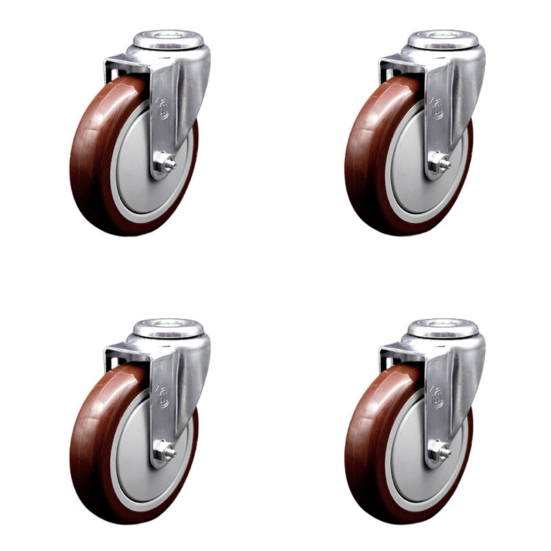 Roulettes pivotantes en polyuréthane, Marron